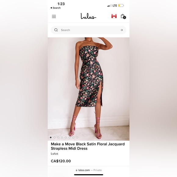 New Make a Move Black Satin Floral Jacquard Strapless Midi Dress from Lulus - Picture 1 of 3